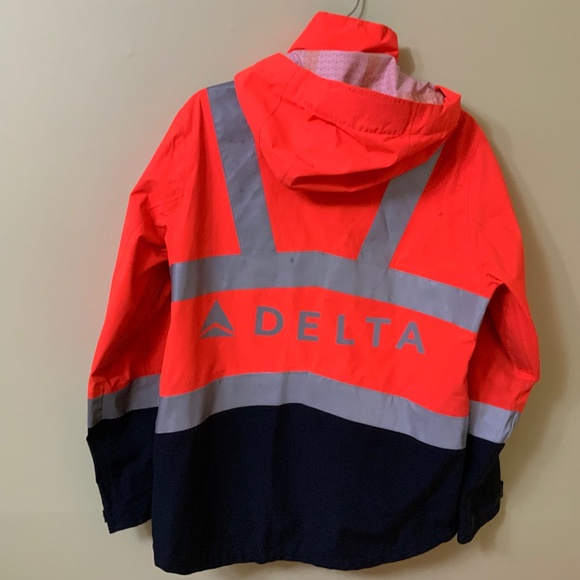 Delta Airlines Lands' End Orange Reflective Hi Vis Jacket Ramp Agent Size XS/S - Picture 2 of 11